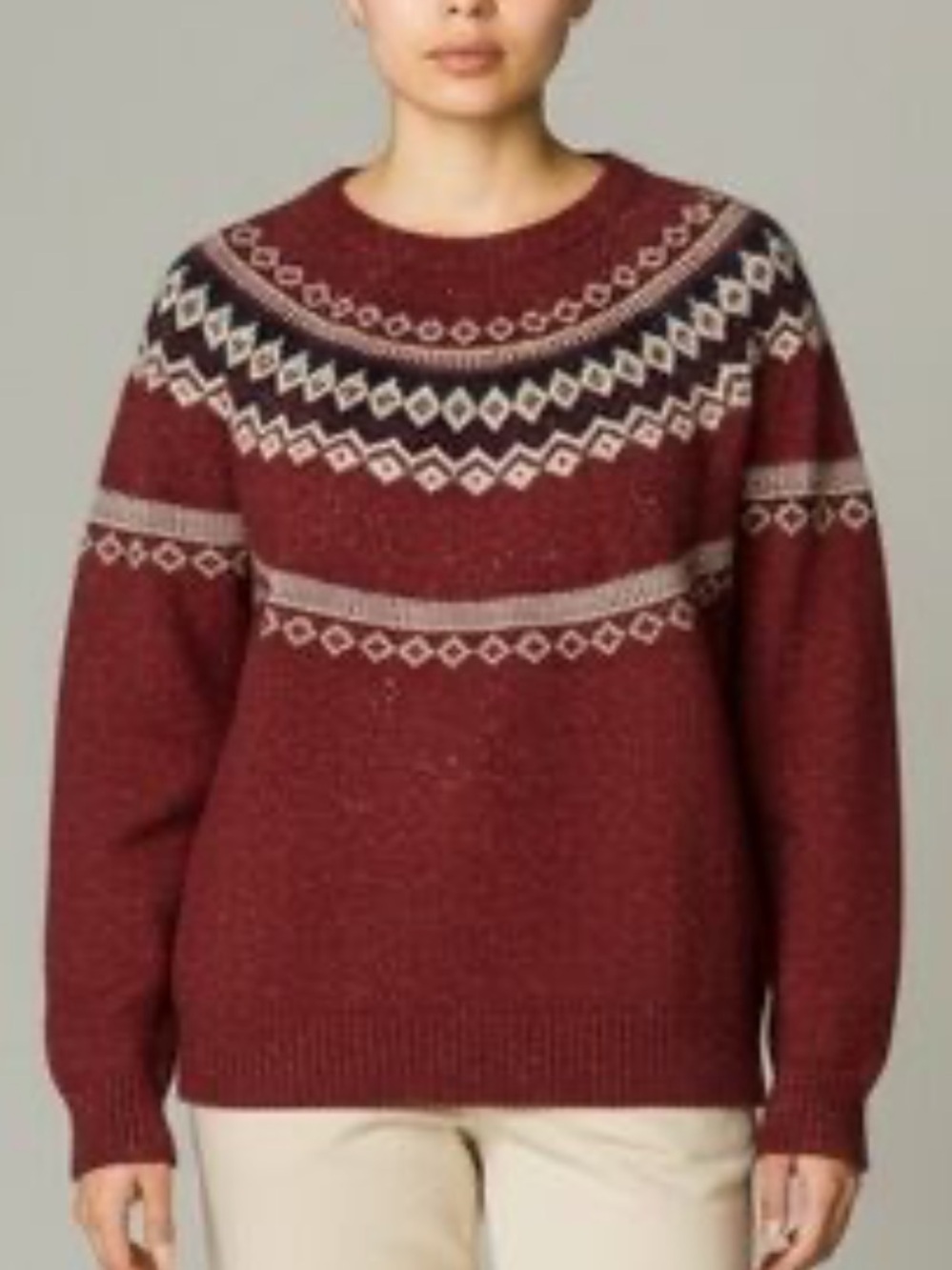 Weatherproof vintage Maroon Fair Isle Crewneck Sweater NWT